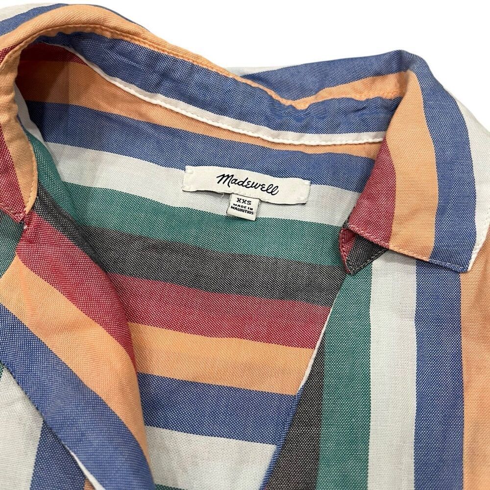 Madewell Multicolor Oversized Festival Stripe Courier Button-Back Shirt XXS - Picture 4 of 5